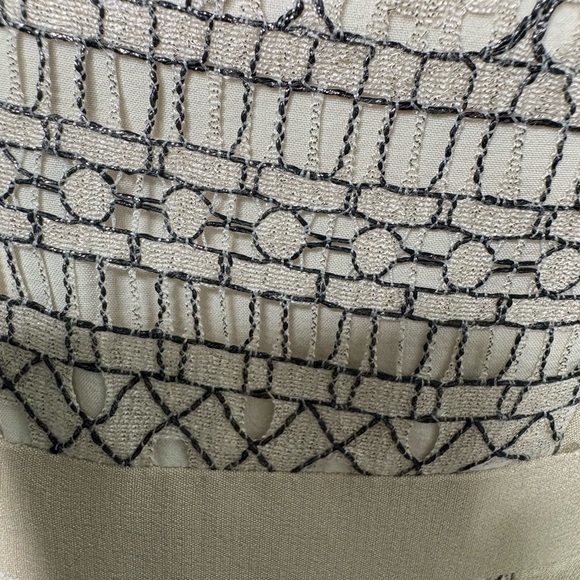 NWT BCBGMaxAzria Cream and Black Lace Midi Dress 0 zipper - Picture 6 of 16